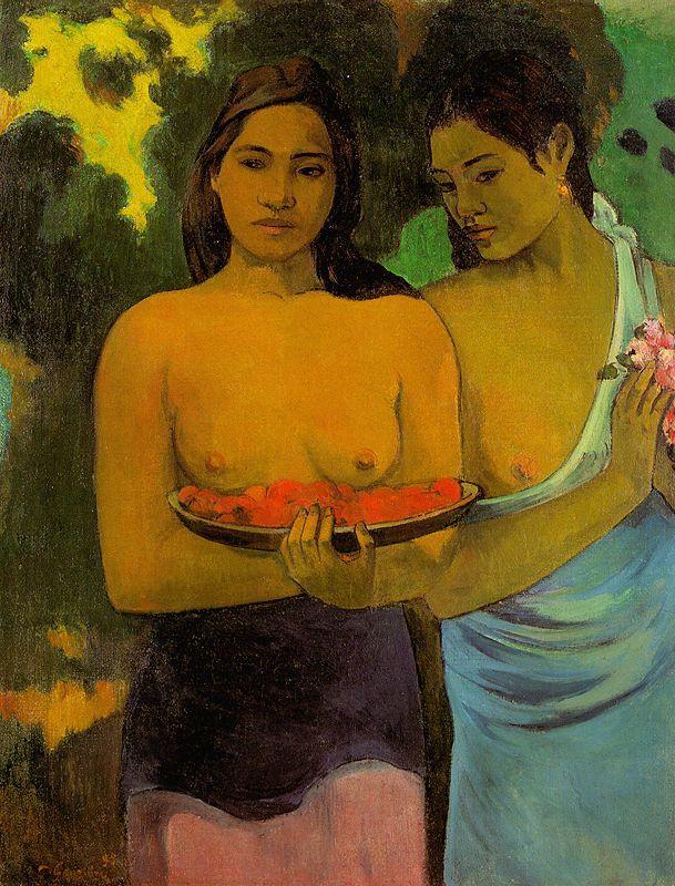 Paul Gauguin Two Tahitian Women with Mango oil painting image
